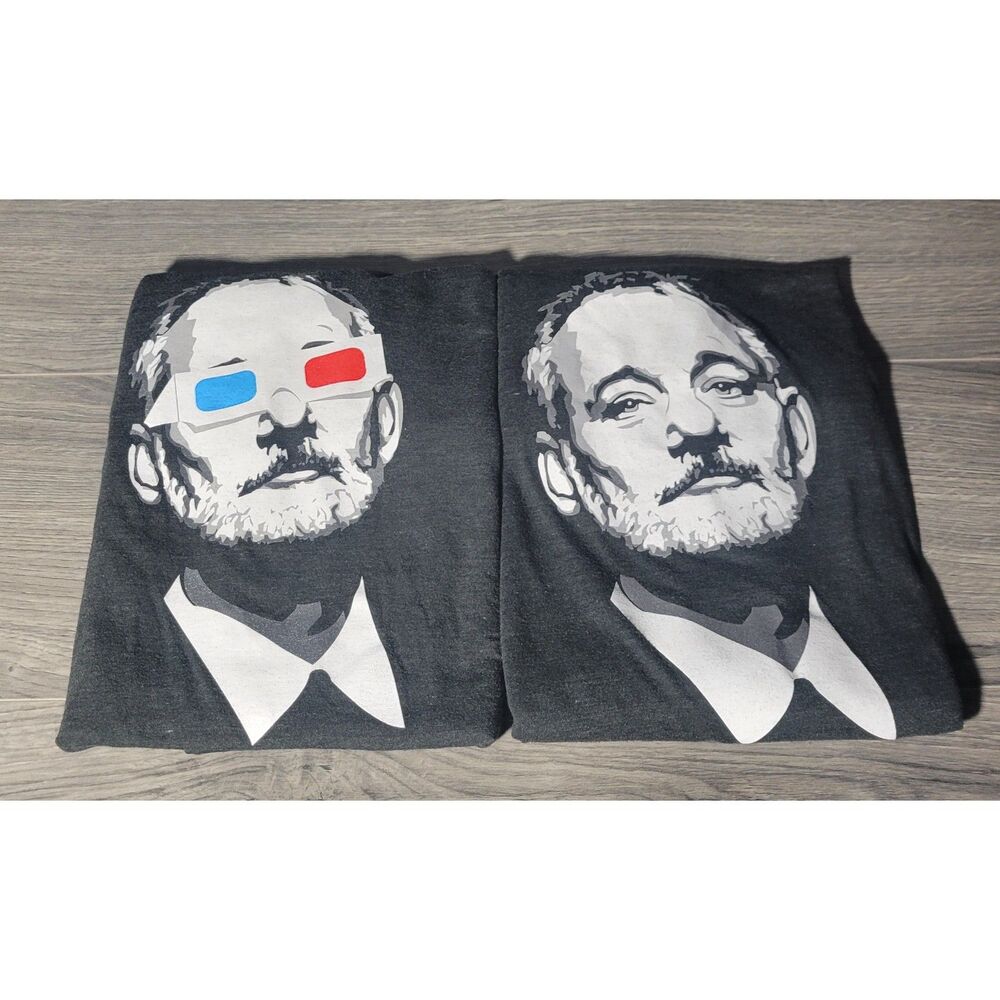 Chive Tees Set of 2 Bill Murray T-Shirts XL Charcoal Gray Retired 3D Glasses